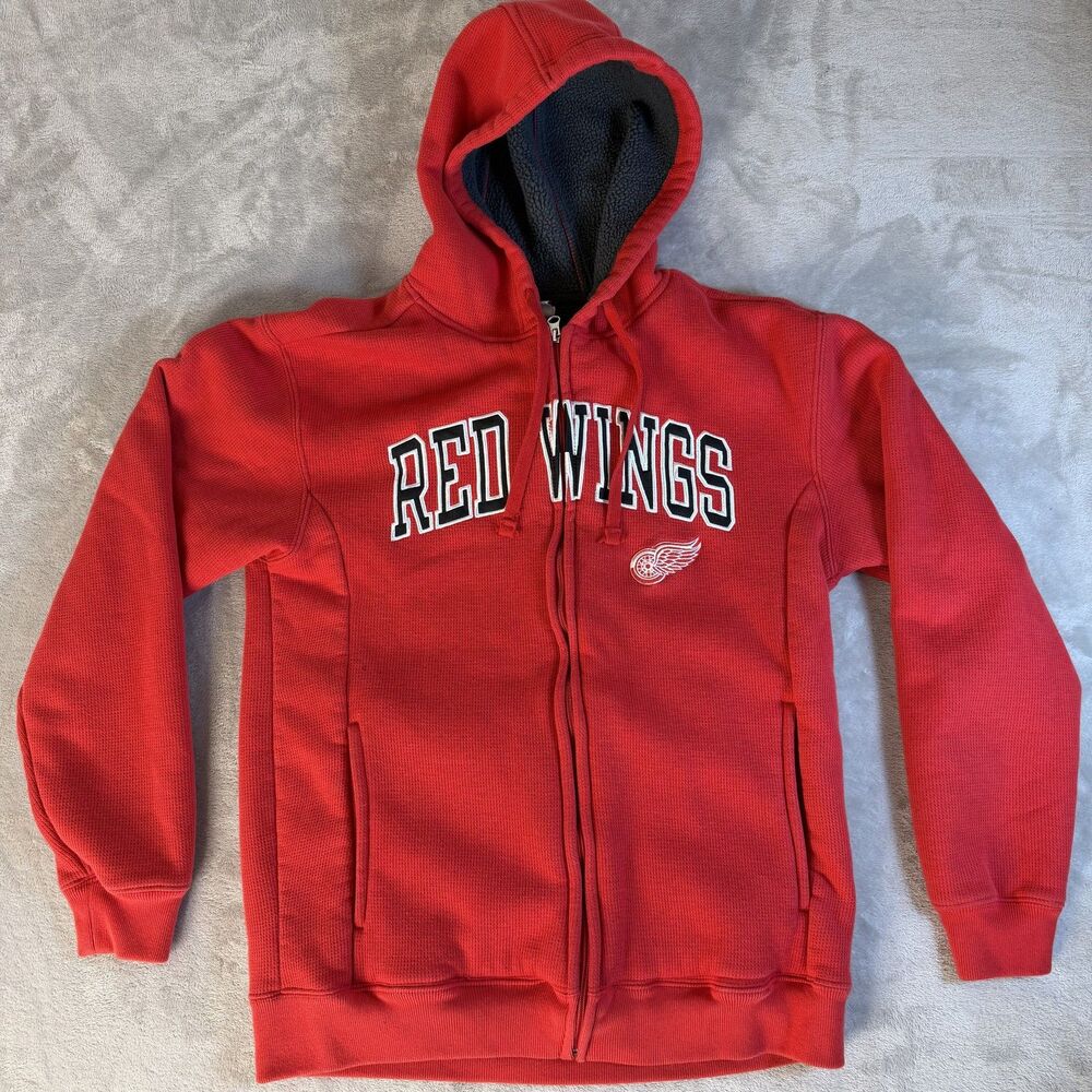 Detroit Red Wings NHL Knights Apparel Men's Red Full Zip Waffle Knit Hoodie